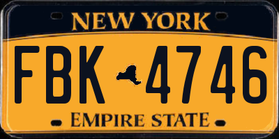 NY license plate FBK4746
