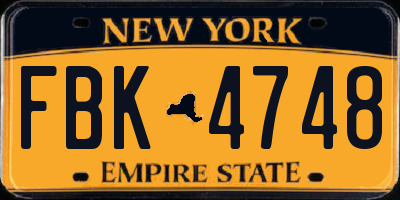 NY license plate FBK4748