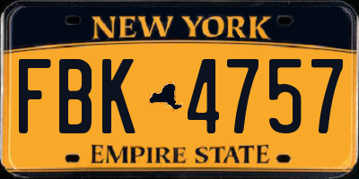 NY license plate FBK4757