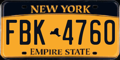 NY license plate FBK4760