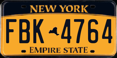 NY license plate FBK4764
