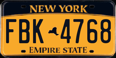 NY license plate FBK4768