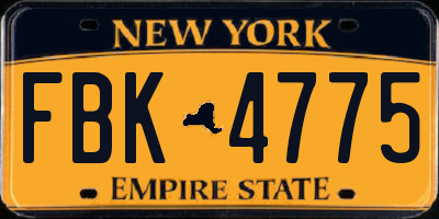 NY license plate FBK4775
