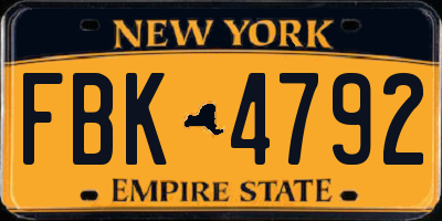 NY license plate FBK4792