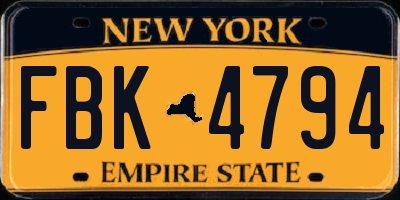NY license plate FBK4794