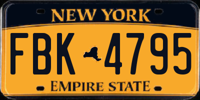 NY license plate FBK4795