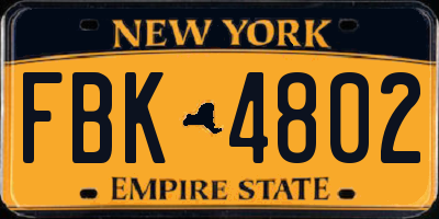 NY license plate FBK4802