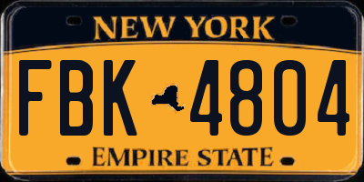 NY license plate FBK4804