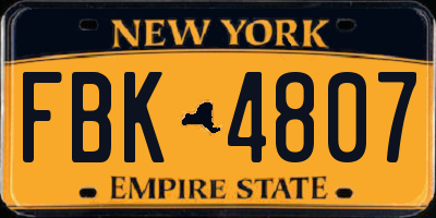NY license plate FBK4807