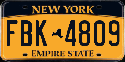 NY license plate FBK4809
