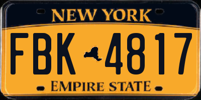 NY license plate FBK4817