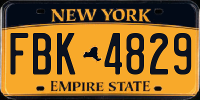 NY license plate FBK4829