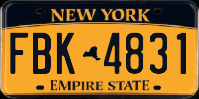 NY license plate FBK4831
