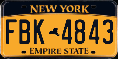 NY license plate FBK4843