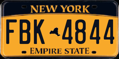 NY license plate FBK4844