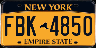 NY license plate FBK4850