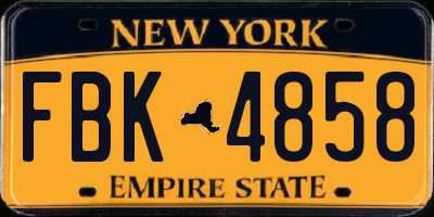 NY license plate FBK4858