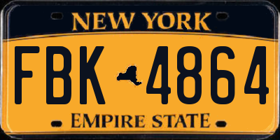 NY license plate FBK4864