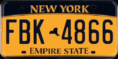 NY license plate FBK4866