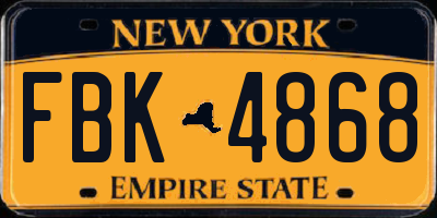 NY license plate FBK4868