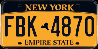 NY license plate FBK4870