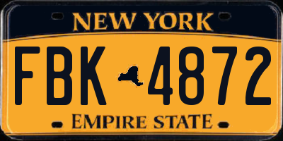 NY license plate FBK4872