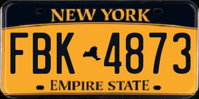 NY license plate FBK4873