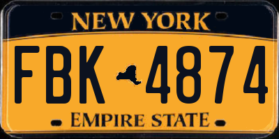 NY license plate FBK4874