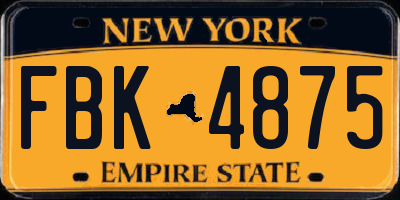 NY license plate FBK4875