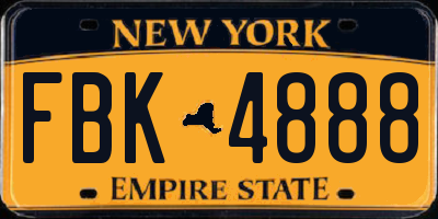 NY license plate FBK4888