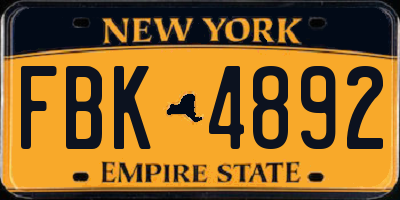 NY license plate FBK4892