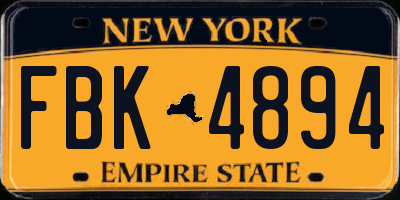 NY license plate FBK4894