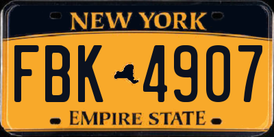 NY license plate FBK4907
