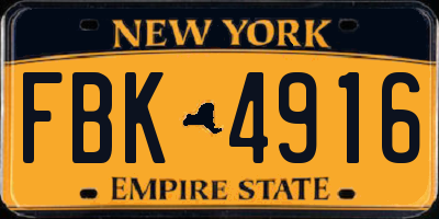 NY license plate FBK4916
