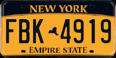 NY license plate FBK4919