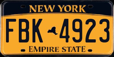 NY license plate FBK4923