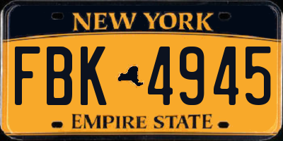 NY license plate FBK4945