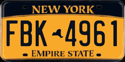 NY license plate FBK4961