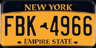 NY license plate FBK4966