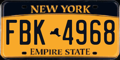 NY license plate FBK4968