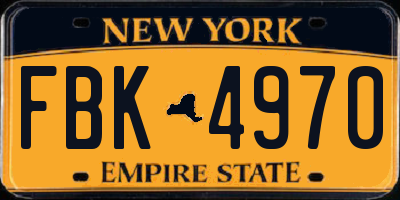 NY license plate FBK4970