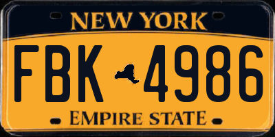 NY license plate FBK4986