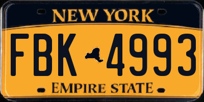 NY license plate FBK4993