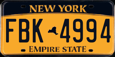 NY license plate FBK4994