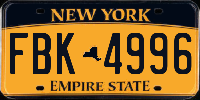 NY license plate FBK4996