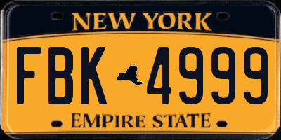 NY license plate FBK4999