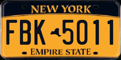 NY license plate FBK5011