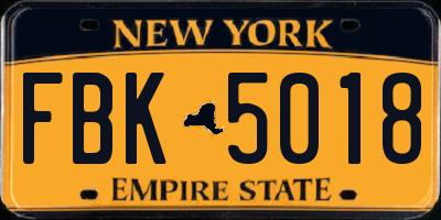 NY license plate FBK5018