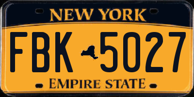 NY license plate FBK5027