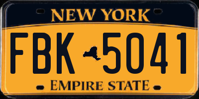 NY license plate FBK5041